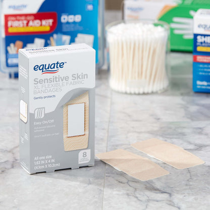 Equate - Venditas adhesivas para piel sensible, extra grandes, paquete de 8