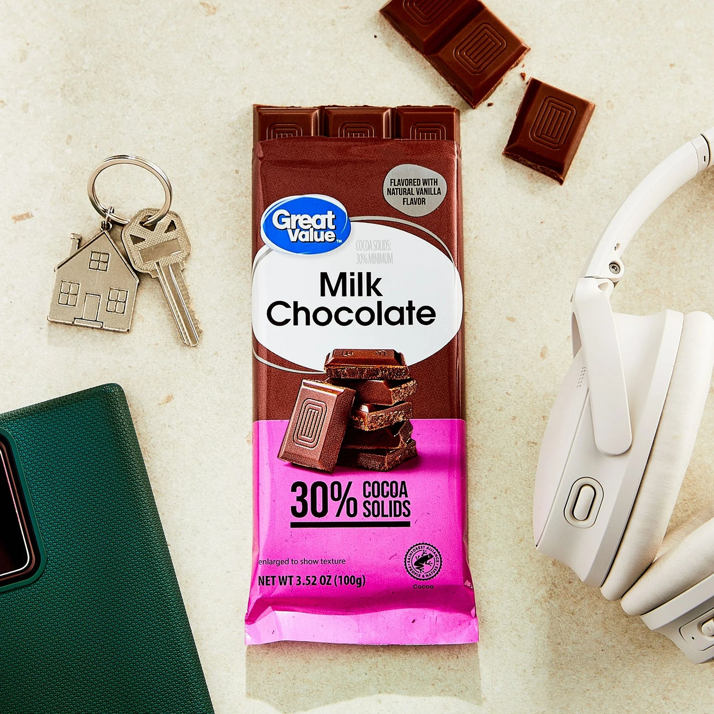 GREAT VALUE Milk Chocolate 30% cocoa sólida 100gr