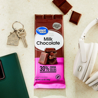 GREAT VALUE Milk Chocolate 30% cocoa sólida 100gr