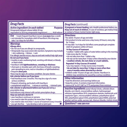 Prilosec OTC, Omeprazol 20 mg para la acidez estomacal, 42 tabletas