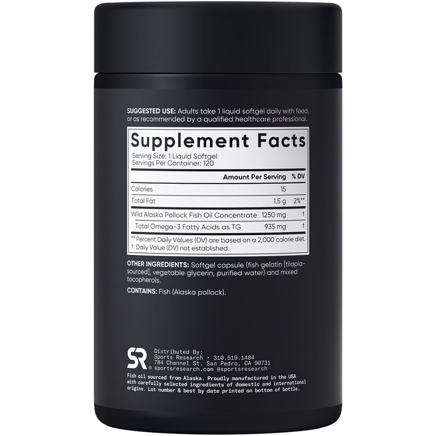 Sports Research Alaskan Triple Strength Omega-3 Fish Oil,  1250 mg Total Fish oil -  120 Softgels