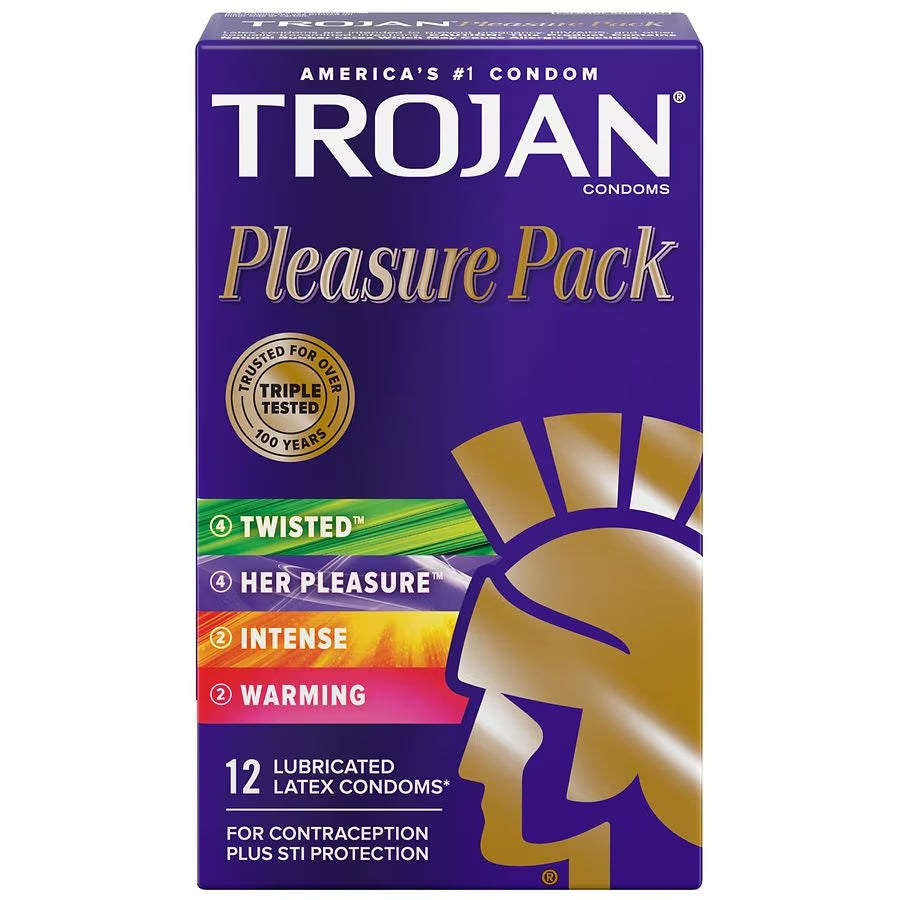 Trojan Pleasure PACK Condones lubricantes 12 unidades