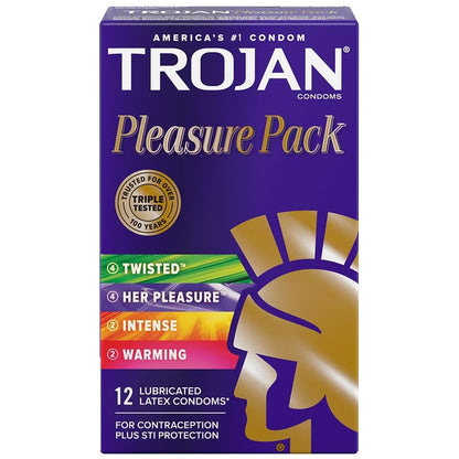 Trojan Pleasure PACK Condones lubricantes 12 unidades