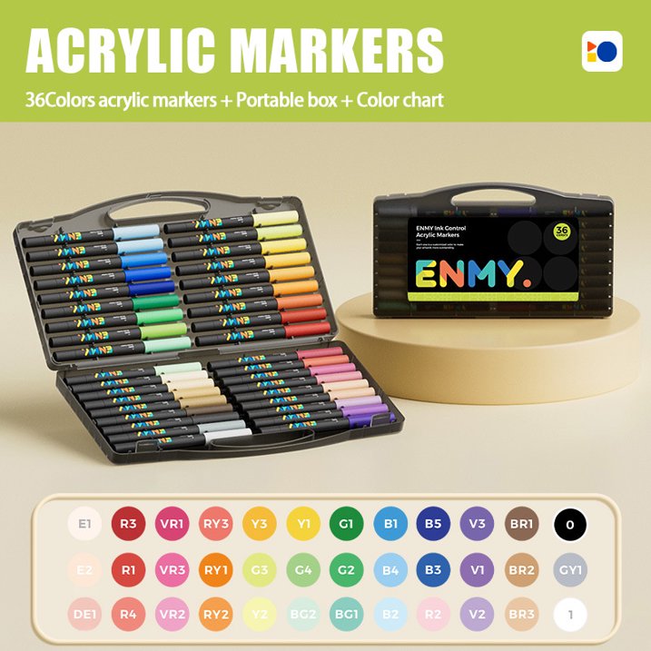 ENMY - Rotuladores de pintura acrílica, 36 colores