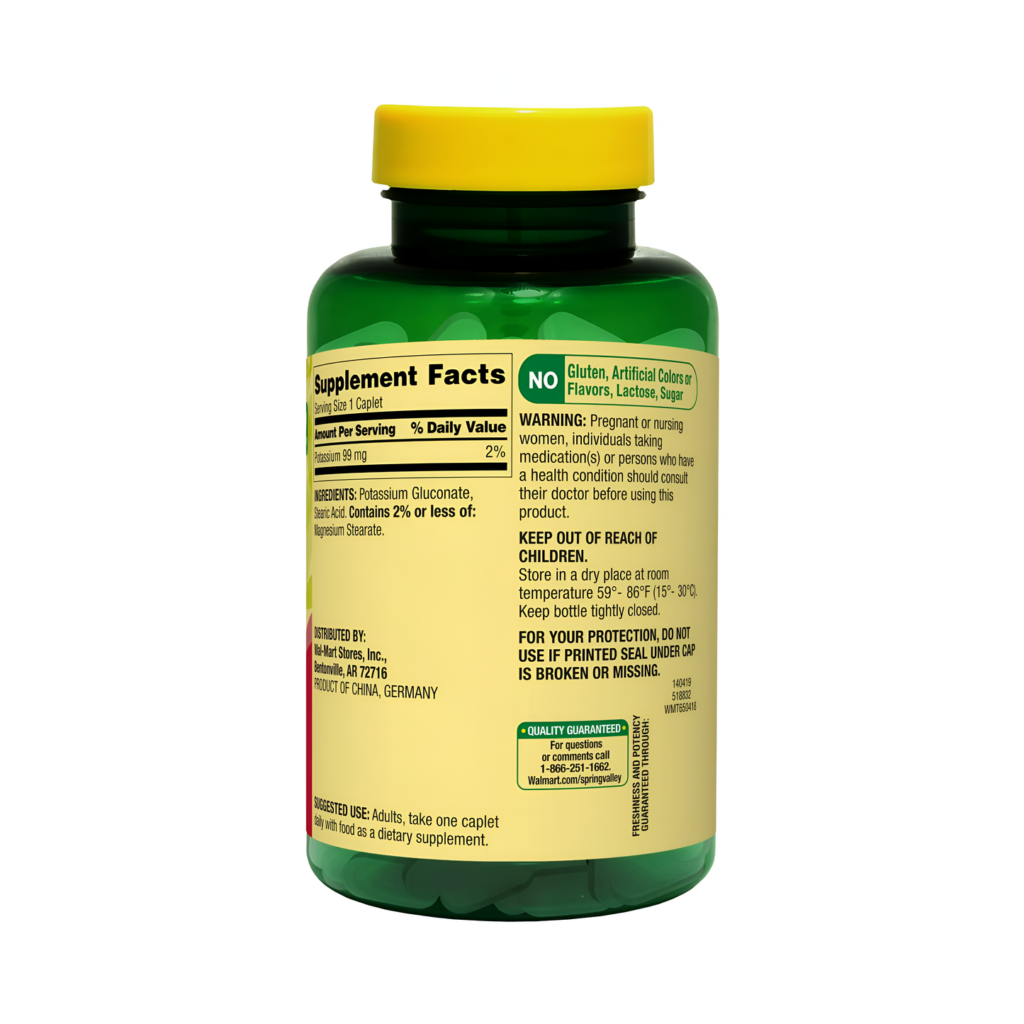 POTASIO  99MG 100 TABLETAS SPRING VALLEY