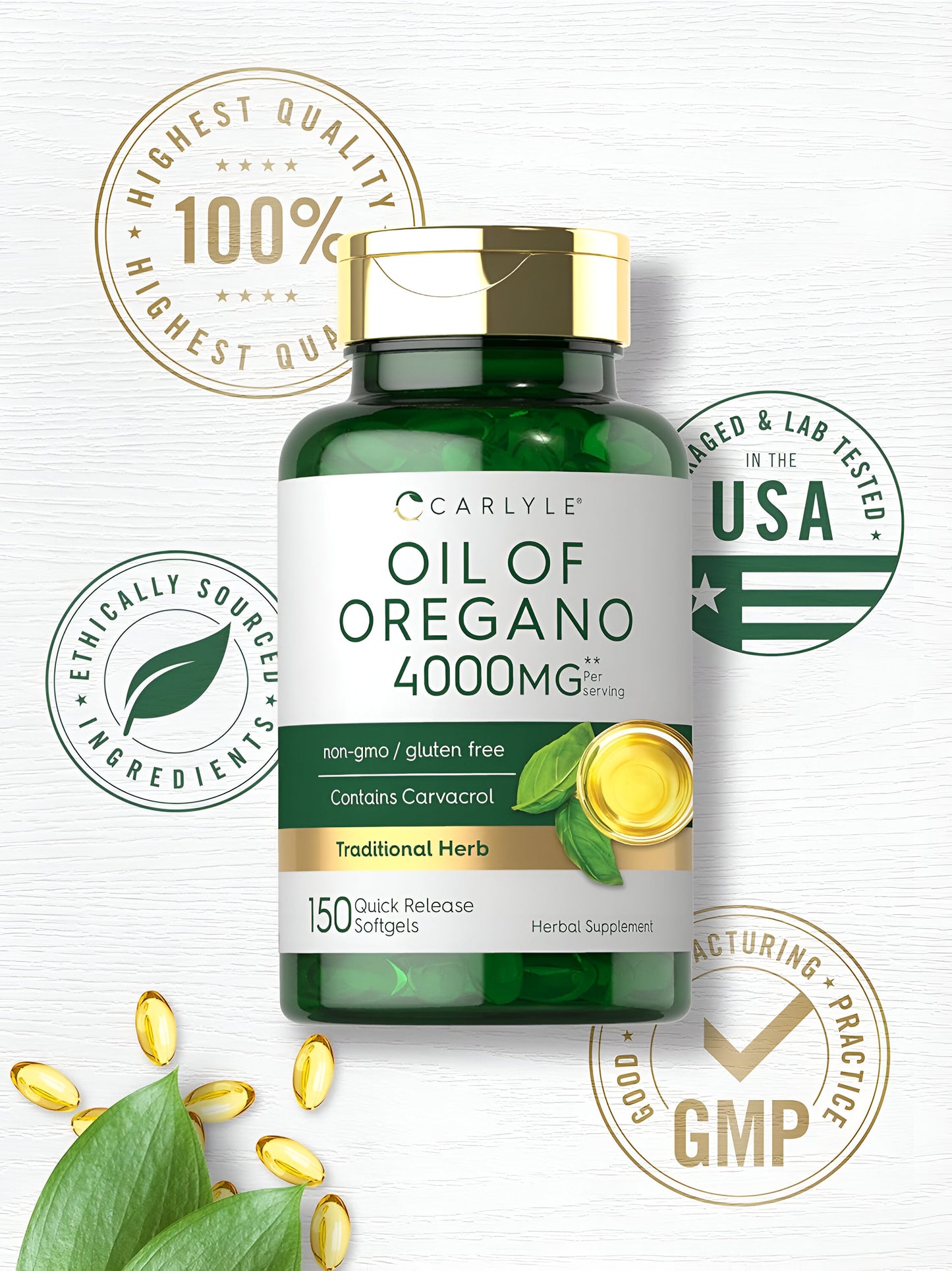 Aceite de Orégano 4000mg , 150 Cápsulas Blandas - Carlyle