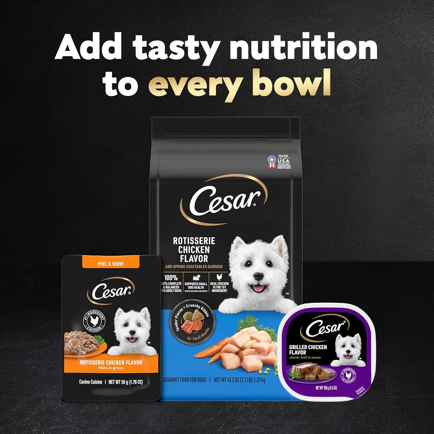 Cesar Filetes en Salsa Comida Húmeda para Perros Sabor Pollo Asado, 50g