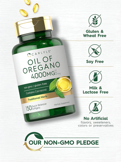 Aceite de Orégano 4000mg , 150 Cápsulas Blandas - Carlyle