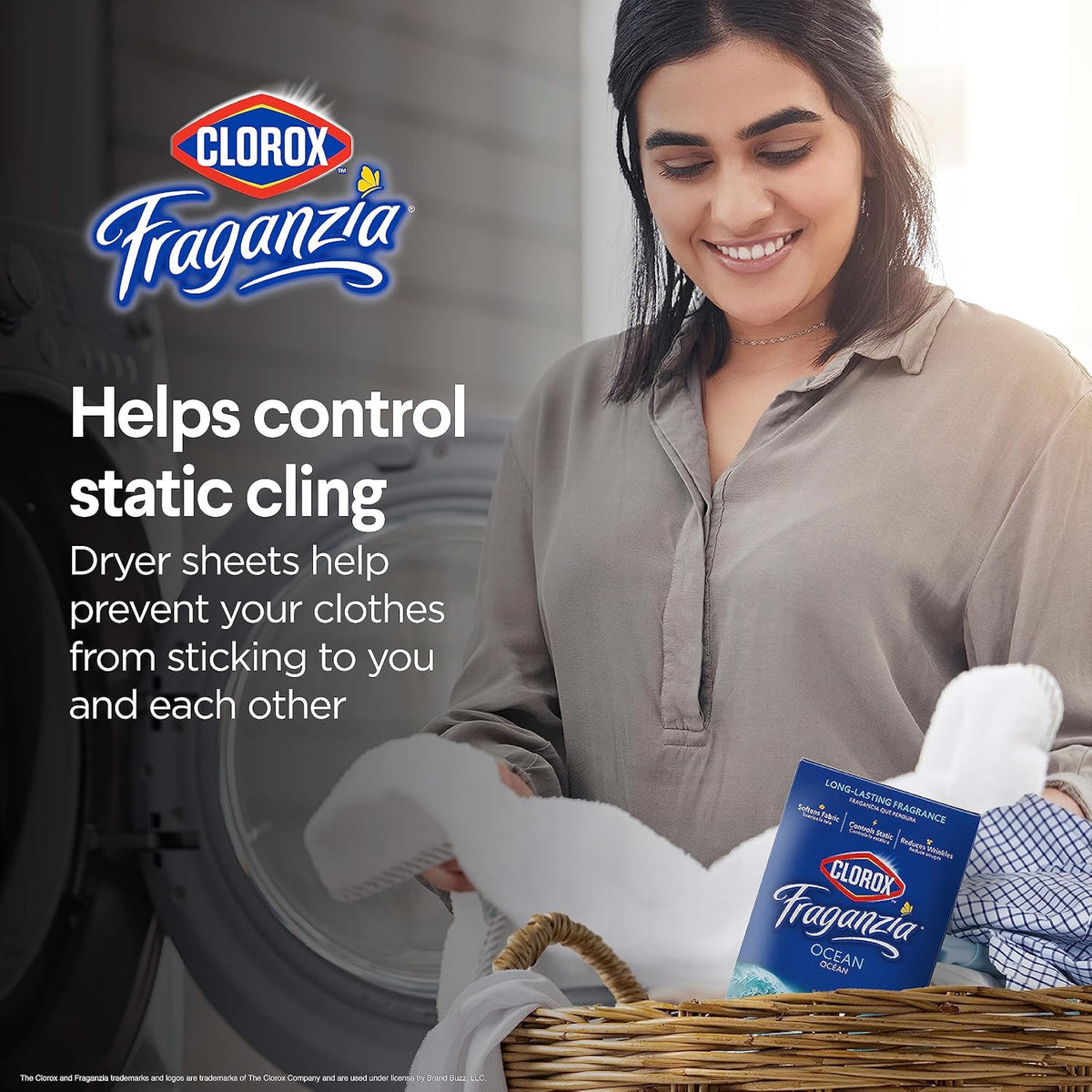 Clorox Fraganzia - Hojas de secadora suavizantes de tela, aroma fresco del océano, 80 unidades