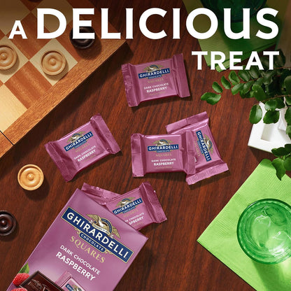 GHIRARDELLI Cuadrados de frambuesa de chocolate oscuro, 151gr