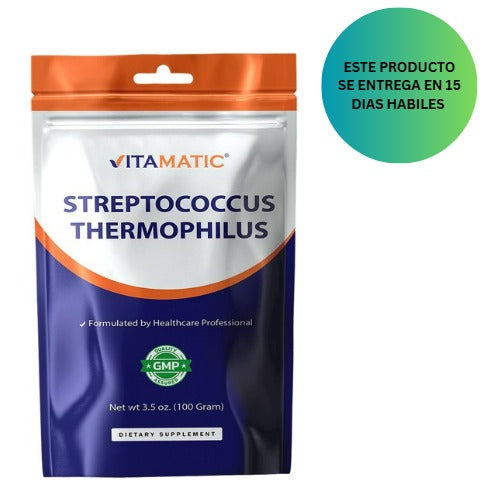 Vitamatic Streptococcus Thermophilus - Polvo probiótico - Apoyo para la salud digestiva - 100gr