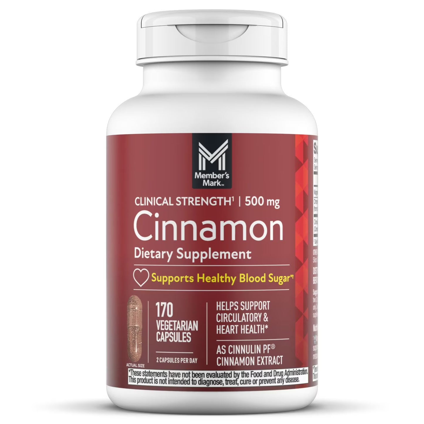 Member´s Mark - Cinnamon 500mg, 170 capsulas vegetarianas