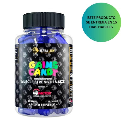 ALPHA LION Gains Candy, Píldoras Suplementarias para Crecimiento Muscular,  60 capsulas