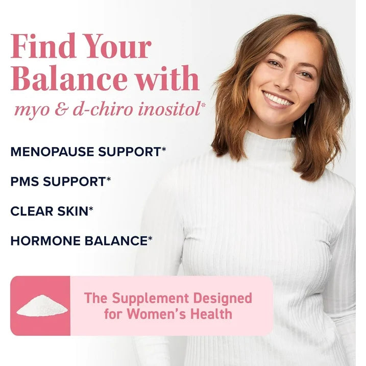 Hormone + Ovarian Support Polvo de Myo y D-chiro inositol para el ciclo menstrual y la salud ovárica | Proporción 40:1 | 64 g, 30 porciones