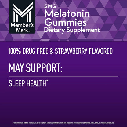 Gomitas de melatonina Member’s Mark, 5 mg, sabor fresa, 200 unidades.