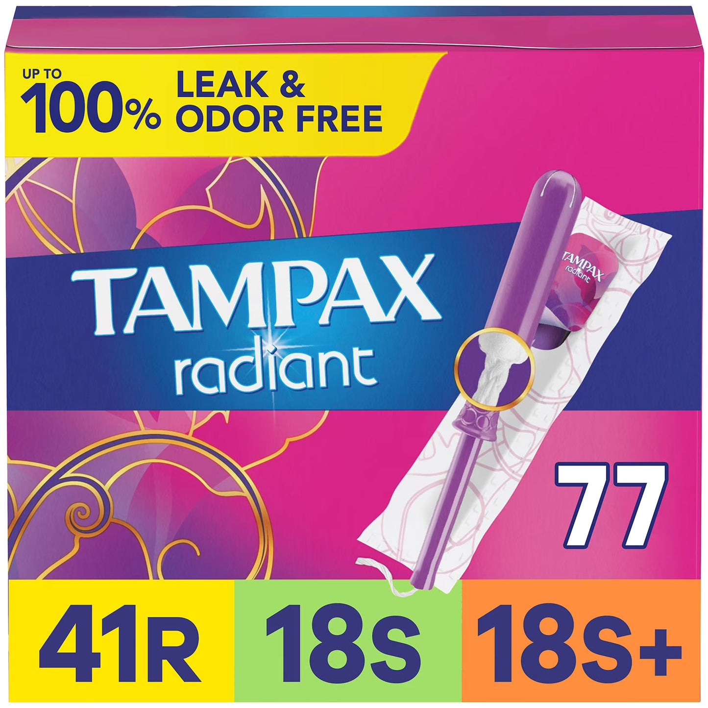 Paquete de tres tampones Tampax Radiant,77 unidades