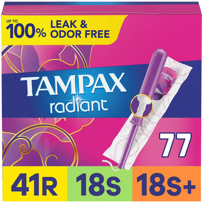 Paquete de tres tampones Tampax Radiant,77 unidades