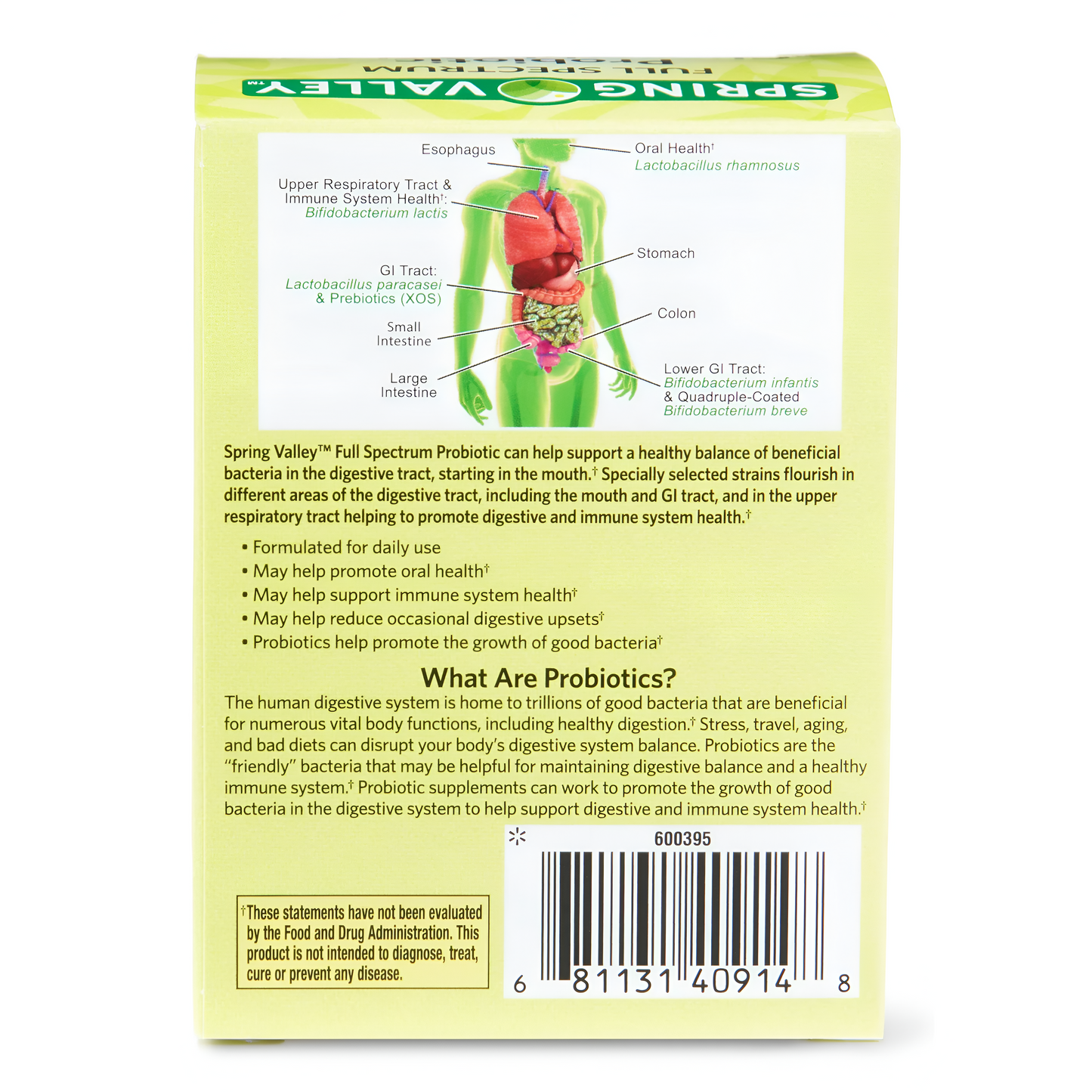 Spring Valley Full Spectrum probiotico 10 billion , 30 tabletas