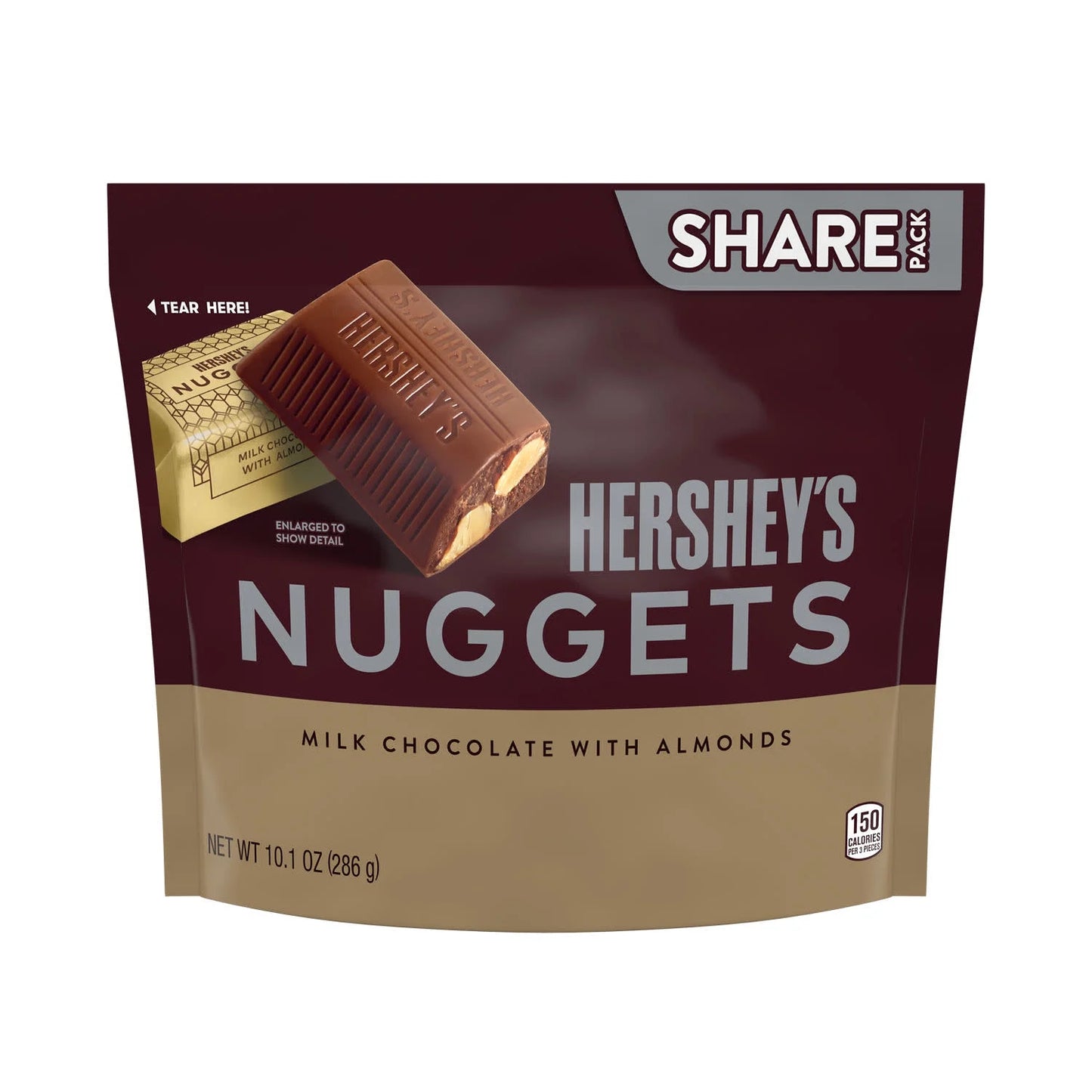 Hershey's Nuggets de chocolate con leche y almendras de , paquete para compartir de 286gr