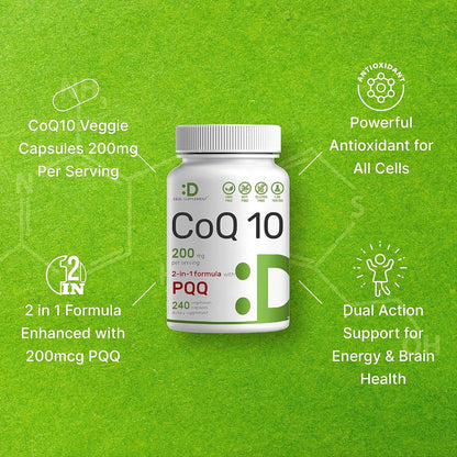 DEAL SUPPLEMENT CoQ10 200mg con PQQ, 240 cápsulas vegetales
