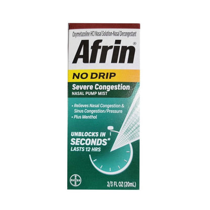 Afrin Alivio nasal en Spray para la congestión severa - sin goteo, 20ml.