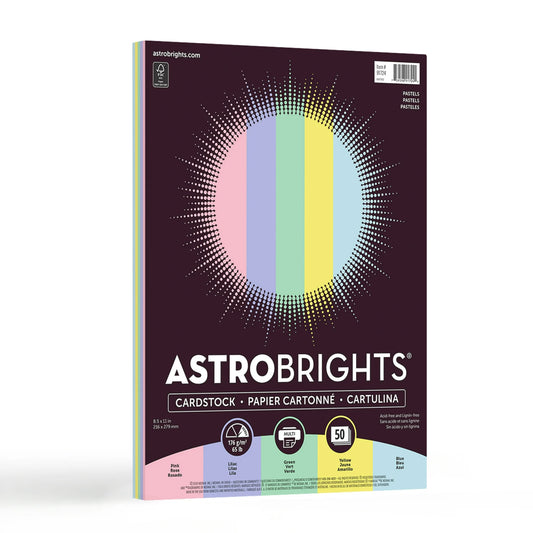 Astrobrights Cartulina de colores Pastel, 21.6cm  x 28, - 176 Gsm,  50 hojas