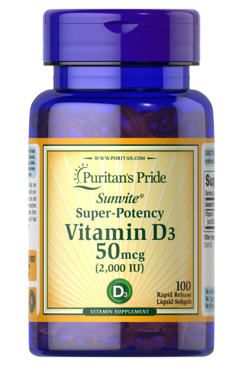 Puritan's Pride Vitamin D3 2000 IU, 100 capsulas