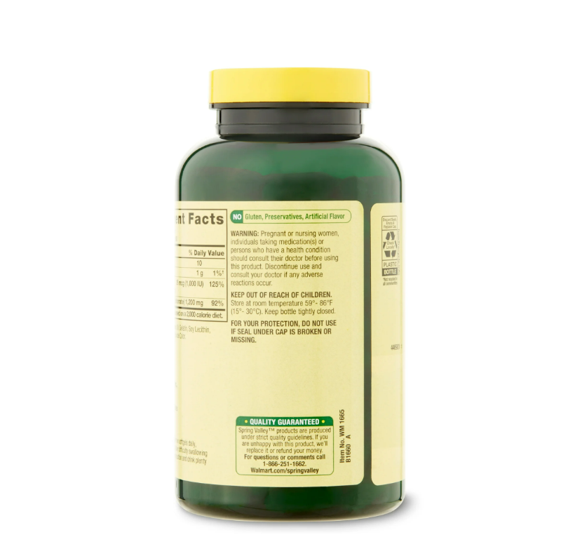 Spring Valley Calcio de Liberación Rápida - 600 mg + vitamina D3 12.5 mcg , 120 capsulas