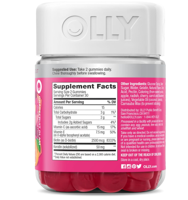 OLLY Undeniable Beauty hair, skin & nails - con biotina, vitamina C, keratin - 60 gummies
