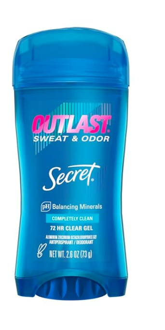 Secret Outlast para mujer Desodorante antitranspirante en gel transparente, completamente limpio, 73 gr
