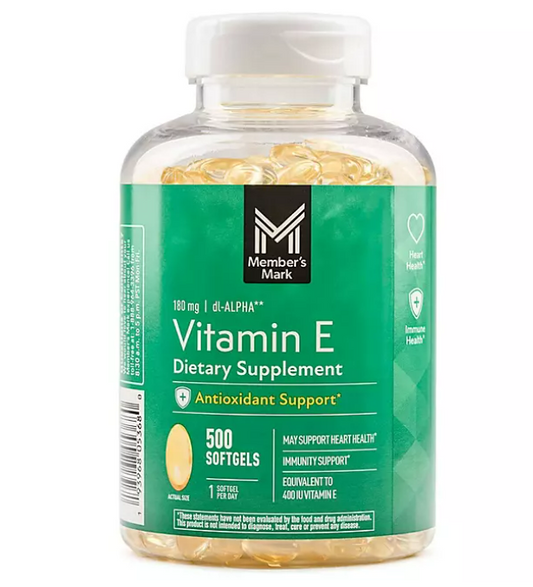 Vitamina E Member's Mark 180mg 500  capsulas de Gel