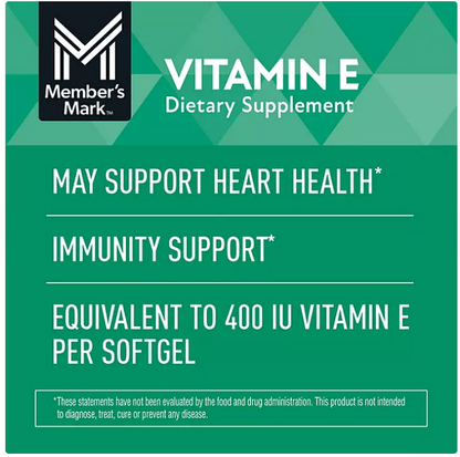 Vitamina E Member's Mark 180mg 500  capsulas de Gel