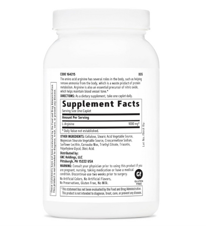 GNC L-Arginina 1000 mg, 90 caplets