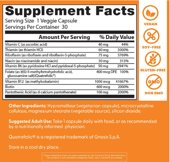 DOCTOR BEST Fully Active B complex con Quatrefolic -  Cápsulas