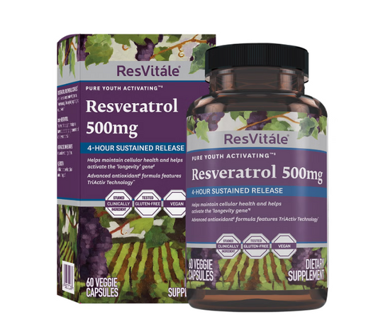 ResVitále Resveratrol 500 mg - Suplemento de resveratrol - 60 cápsulas vegetales