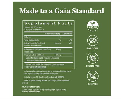 Gaia Herbs -Thyroid Support capsulas  fito-líquidas veganas