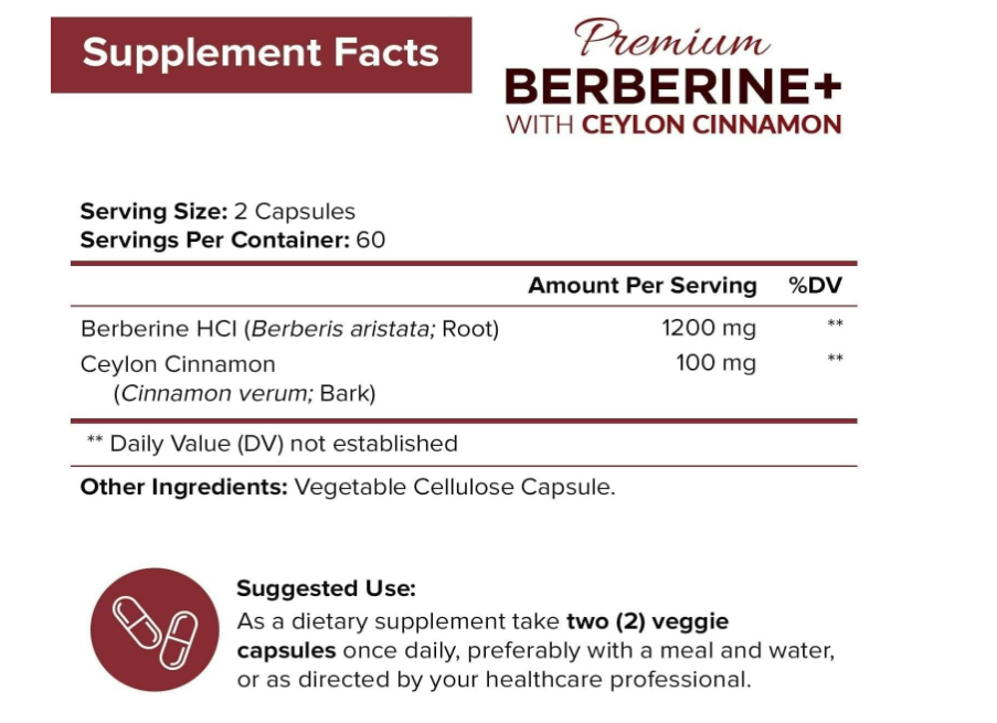 Berberine+ ceylon cinnamon 1200mg Nutriflair