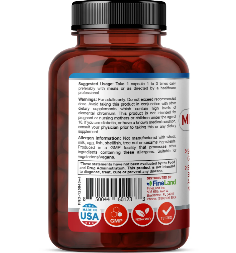 Meta Glucose support formula -Fineland . 60 capsulas