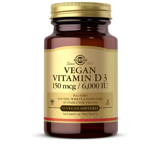 Solgar Vitamina D3 vegana 150 mcg (6000 UI) - 50 cápsulas blandas