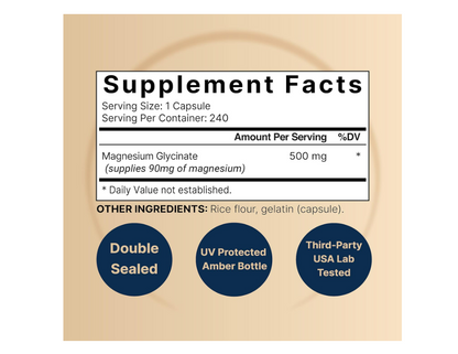 Glysinate de Magnesio 500mg , 240 capsulas  - Naturebell