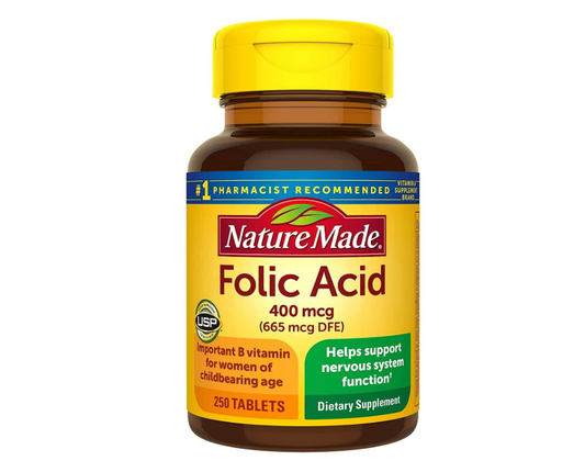 Ácido fólico, 400 mcg, 250 tabletas -  Nature Made