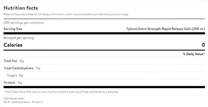 Tylenol Extra Strength Acetaminophen Rapid Release Gels, 290 Ct