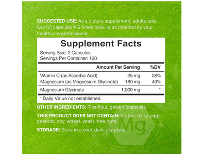 Glicinato de Magnesio  - Magnesium Glycinate 1,000mg , 240 capsulas - Deal Supplement