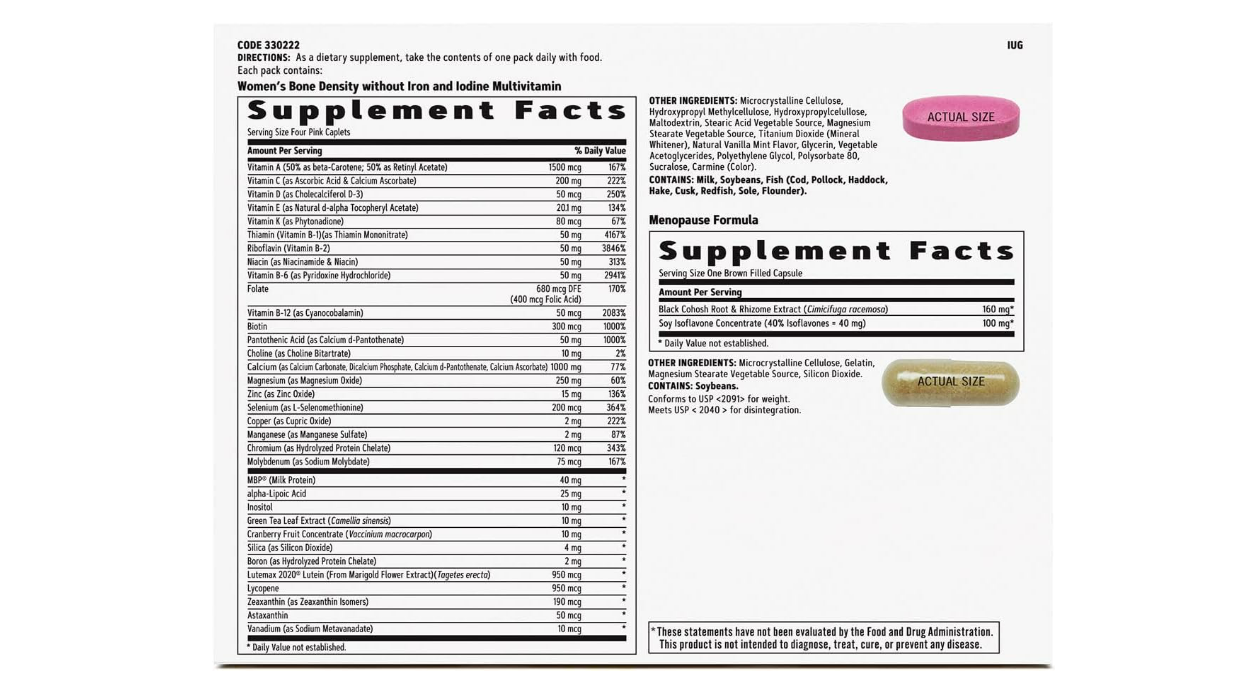 Vitapak Menopausia support , 30 vitapaks - GNC