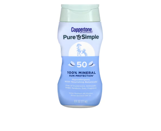 Coppertone, Pure & Simple, 100% Mineral Sun Protection, SPF 50, (177 ml)