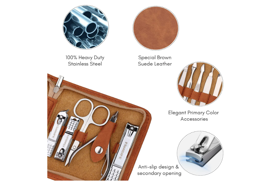 FAMILIFE -  kit profesional de manicura, 13 piezas de acero inoxidable