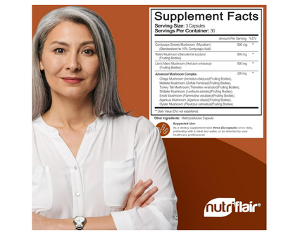 NutriFlair Suplemento de hongos de 2600 mg - 90 cápsulas