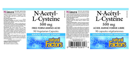 N-Acetyl-L-Cysteine 500mg , 90 capsulas vegetarianas - Natural Factors