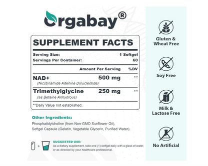 Orgabay- Liposomal NAD+ de 500 mg, 60 capsulas