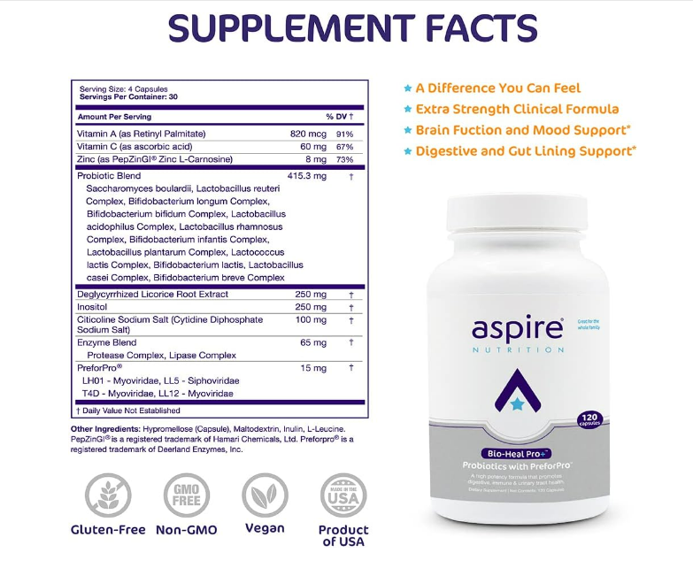 Bio-Heal Pro+ , 120 capsulas - Aspire Nutrition